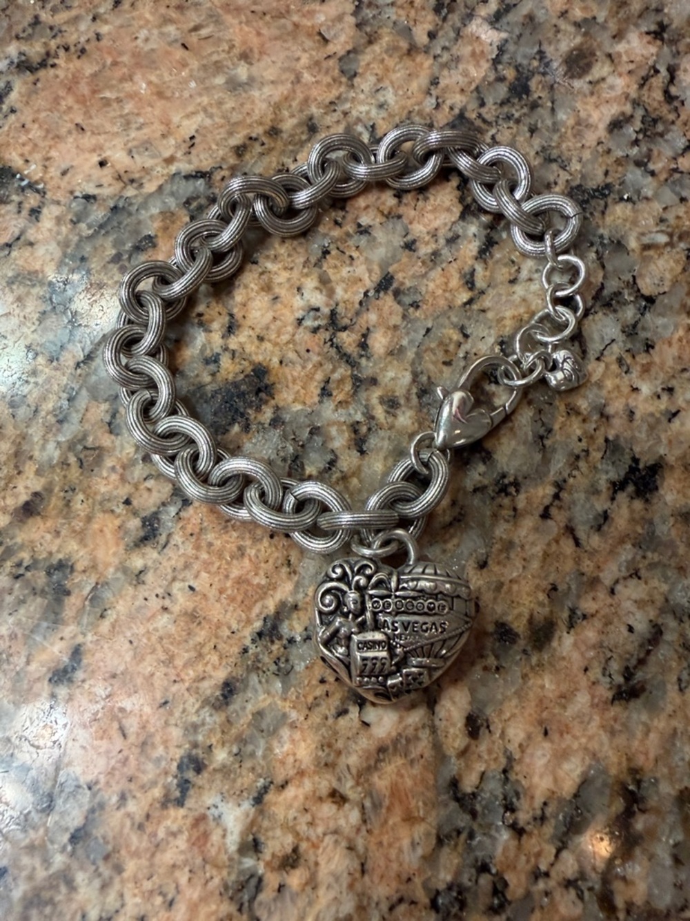 Brighton Silver Heart Charm Bracelet with Intricate Detailing